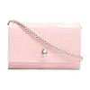 Alexander Mcqueen Mini Skull Croc Embossed Leather Shoulder Bag In Pink