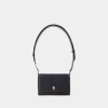 Alexander Mcqueen Dark Blue Canvas And Black Leather Denim Shoulder Bag In Black