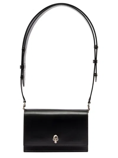 Alexander Mcqueen Small Skull Black Cross-body Bag With Skull Detail In Leather Woman