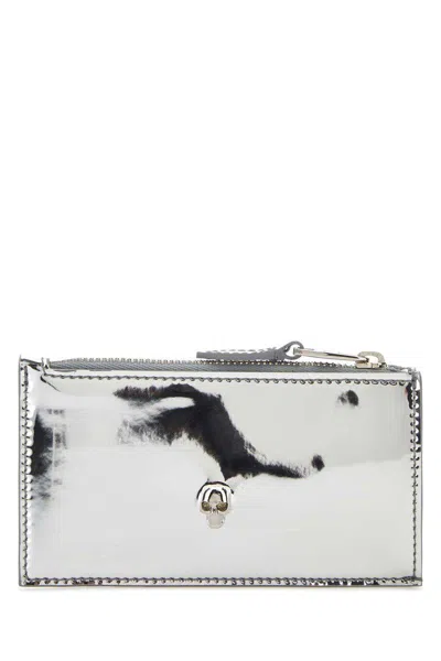 Alexander Mcqueen Small Skull Card Holder In Silver