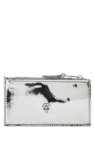 Alexander Mcqueen Small Skull Card Holder In Silver