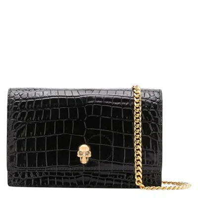 ALEXANDER MCQUEEN ALEXANDER MCQUEEN SMALL SKULL CROC-EMBOSSED BAG