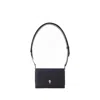 Alexander Mcqueen Dark Blue Canvas And Black Leather Denim Shoulder Bag In Black