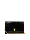 Alexander Mcqueen Skull Small Embossed Croc Leather Crossbody Bag