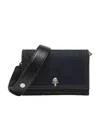 Alexander Mcqueen Small Skull Denim Shoulder Bag In Black