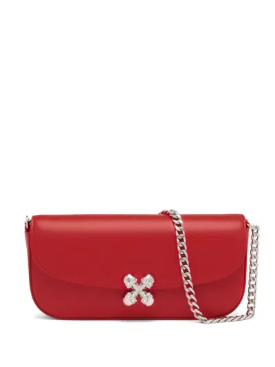 Alexander Mcqueen Small Skull Flower Crossbody Bag In Calf Leather In Red