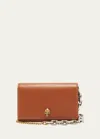 Alexander Mcqueen Small Skull-plaque Leather Crossbody Bag In Caramel Tan