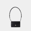 Alexander Mcqueen Dark Blue Canvas And Black Leather Denim Shoulder Bag In Black