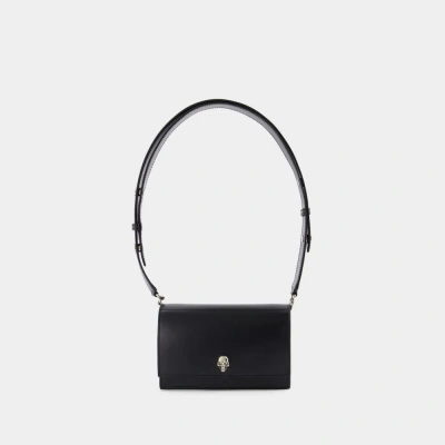 Alexander Mcqueen Small Skull Crossbody -  - Leather - Black In White