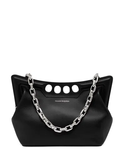 Alexander Mcqueen The Peak Cutout Leather Shoulder Bag In Black