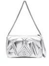 Alexander Mcqueen Small Rectangular Leather Shoulder Bag In Metallic