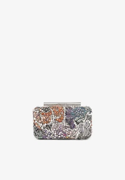 Alexander Mcqueen Smashed Embroidered T-bar Box Clutch In Multi