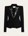 Alexander Mcqueen Smashed Screen Crystal-lapel Single-breasted Jacket In Black