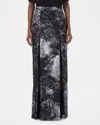 Alexander Mcqueen Smashed Screen Double Slit Skirt In Black