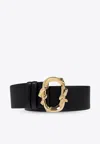 Alexander Mcqueen Snake-buckle Leather Belt In Black