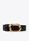 Alexander Mcqueen Black Wrapped Snake Buckle Belt In Black