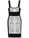 Alexander Mcqueen Snake Print Knit Dress In Black