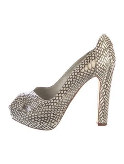 Pre-owned Alexander Mcqueen Snakeskin Animal Print Pumps In Neutrals