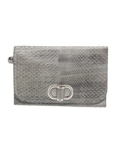 Pre-owned Alexander Mcqueen Snakeskin Clutch In Gray