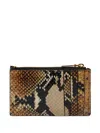 Alexander Mcqueen Snakeskin-pattern Zip Cardholder In Brown