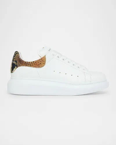 Alexander Mcqueen Snakeskin-print Leather Oversized Low-top Sneakers In White
