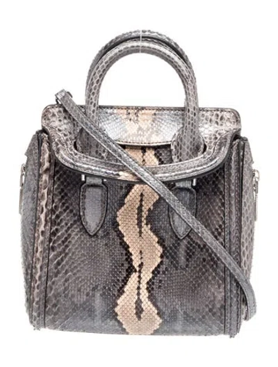 Pre-owned Alexander Mcqueen Snakeskin Top Handle Bag In Gray