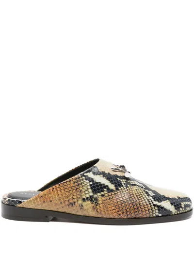 Alexander Mcqueen Snakeskin-print Leather Slipper In Multi