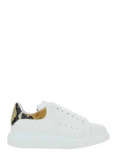 ALEXANDER MCQUEEN ALEXANDER MCQUEEN WHITE OVERSIZE SNEAKERS WITH SNAKE PRINT ON THE HEEL IN LEATHER WOMAN