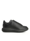 Alexander Mcqueen Oversize Leather Low-top Sneakers In Black
