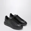 Alexander Mcqueen Men Black Oversize Sneakers With Logo Lettering On The Heel In Leather Man In Black