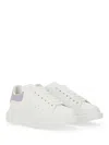 Alexander Mcqueen White Leather Sneakers With Lilac Leather Heel In White