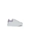 Alexander Mcqueen White Leather Sneakers With Lilac Leather Heel In White
