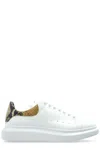 Alexander Mcqueen White Oversize Sneakers With Snake Print On The Heel In Leather Man