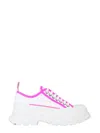 Alexander Mcqueen Women Tread Slick Canvas Sneakers With Fluo Leather Sneakers In White