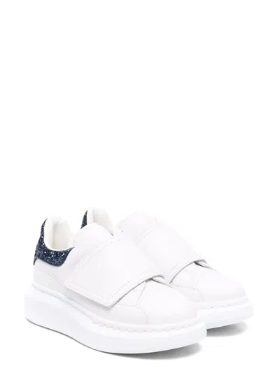 Alexander Mcqueen Kids Boys Oversize White And Black Leather Sneakers With Logo