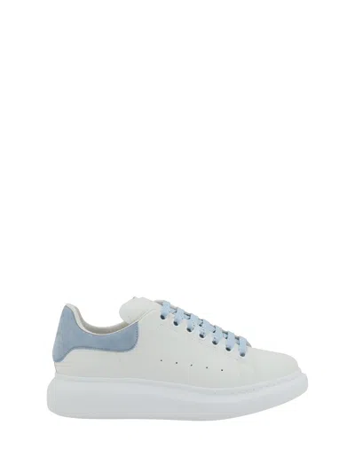 Alexander Mcqueen Oversize Sneakers In White And Light Blue Calf Leather In Multi