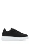 Alexander Mcqueen Women Black Leather Sneakers With Black Leather Heel In Black
