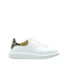Alexander Mcqueen White Oversize Sneakers With Snake Print On The Heel In Leather Man In White