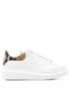 Alexander Mcqueen White Oversize Sneakers With Snake Print On The Heel In Leather Woman