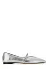 Alexander Mcqueen Leather Studded Ballerina Shoes In Silver