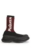 Alexander Mcqueen Tread Slick Sock Boot "black Red" In 1550