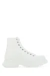 Alexander Mcqueen Tread Slick Canvas And Rubber Exaggerated-sole Ankle Boots In 9000