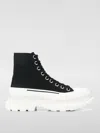 Alexander Mcqueen Black Cotton Canvas Ankle Boots In Black 1