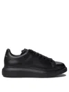 Alexander Mcqueen Men Black Sneakers With Logo Lettering On The Rear And Oversize Rubber Sole In Lea In Black