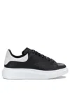 Alexander Mcqueen Black Leather Sneakers With Branded Heel Counter In Black