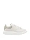 Alexander Mcqueen Ivory Leather Sneakers With Grey Leather Heel In White
