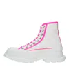 Alexander Mcqueen Tread Slick Lace-up Boots Woman Ankle Boots Multicolored Size 8 Cotton In Bianco Chiari E Naturali