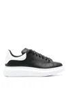 Alexander Mcqueen Black Low Top Sneakers With Logo Lettering On The Tongue In Leather Man In Black