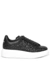 Alexander Mcqueen Oversized Glitter Lace-up Sneakers In Black