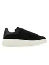 Alexander Mcqueen Black Leather Sneakers With Black Leather Heel In Black